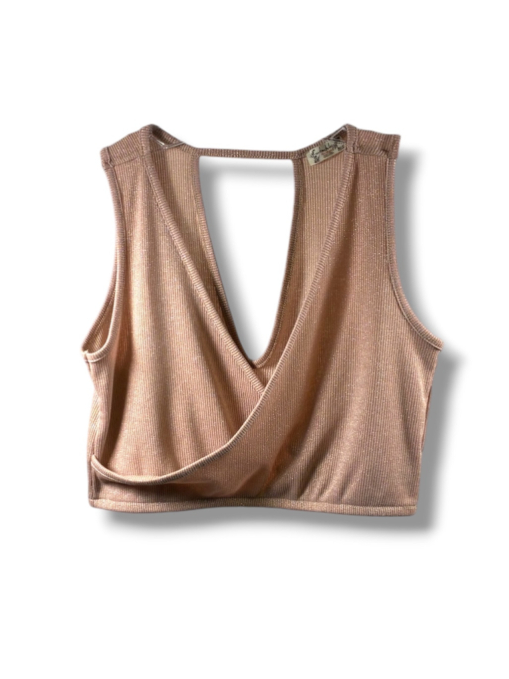 Intimately Free People Shimmer Crop Top in Beige and Gold Size S